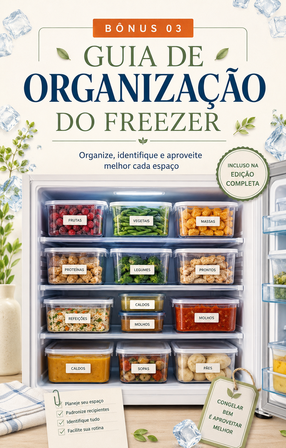 Capa do bônus Guia de Organização do Freezer